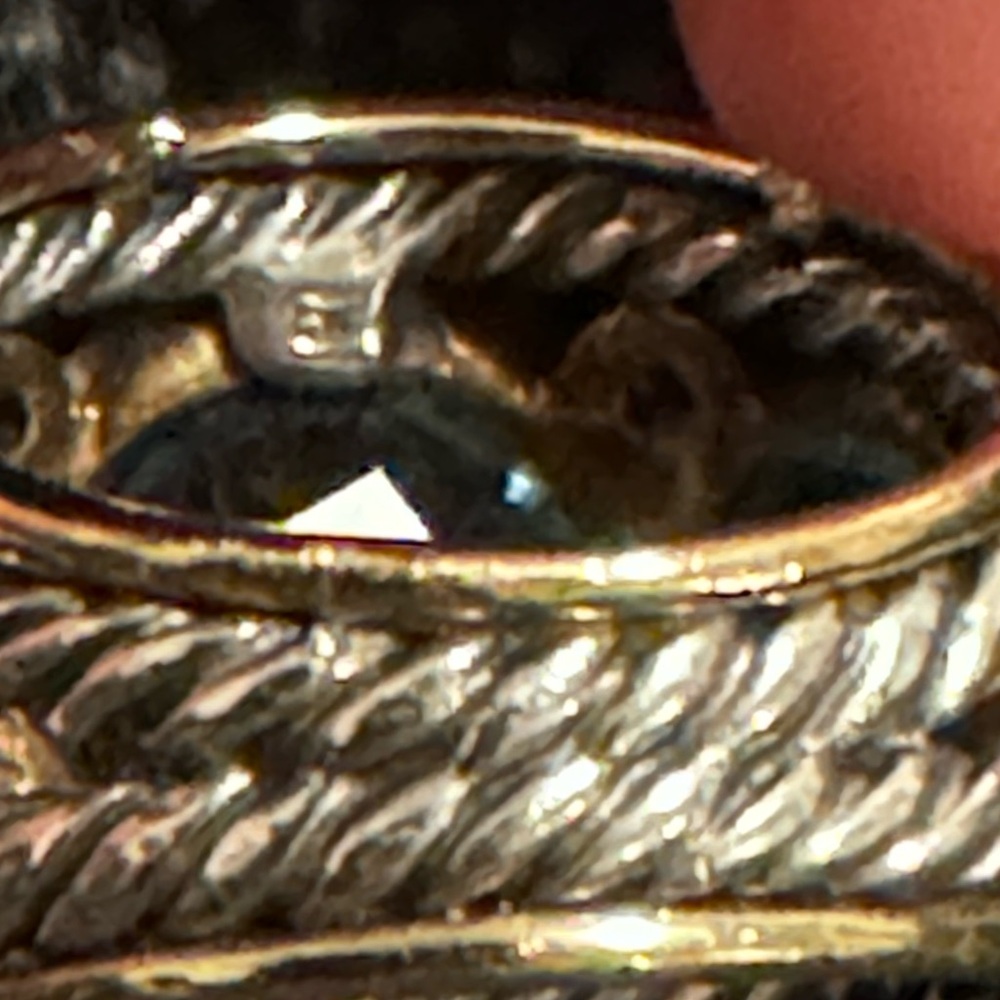 David Yurman Mosaic Ring Blue Topaz Diamonds Sterling 18K Gold Size 6 - Picture 6 of 10